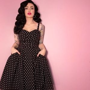 NWOT Vixen by Micheline Pitt "Man-eater" Swing Dress in Polkadot